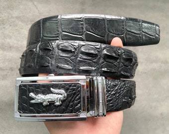 1.3 Inch Black Leather Belt/ Alligator Belt / Gift For Him/ Father's Day Gift/ Custom belt