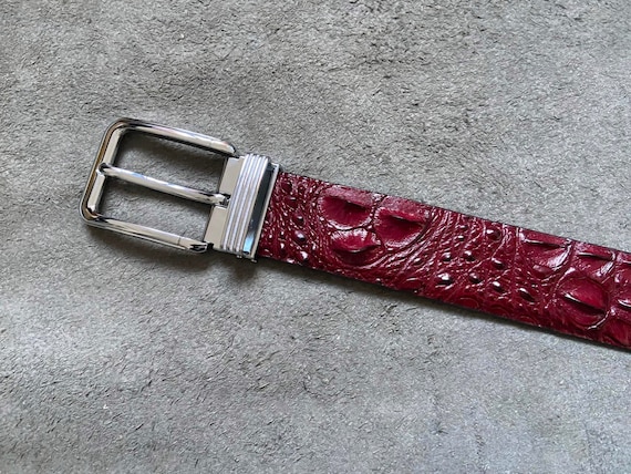 Burgundy Alligator Genuine Leather Skin Men display picture 3