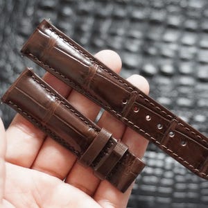 Handmade Brown Genuine Alligator Leather Men Luxury Quick Release Watch Strap/ Premium Replacement Watch Band Size 18mm 19mm 20mm 21mm 22mm