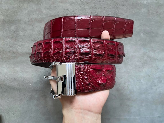 Burgundy Alligator Genuine Leather Skin Men display picture 1