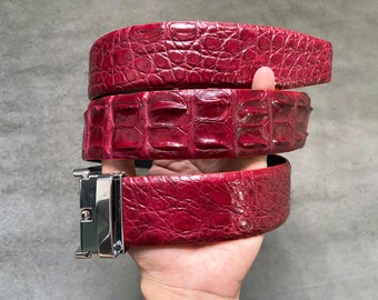 Burgunder Echt Alligator Horn Leder Haut Herren Gürtel W 1,5 Zoll, Geburtstagsgeschenke, Geschenke für ihn