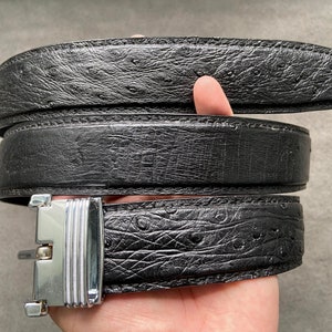 1.3 Inch Black leather belt for men, handmade belt, personalized belt, genuine ostrich leather belt, gift for him.