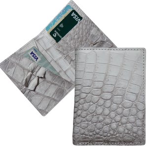 Mini-porte-cartes à deux volets en cuir d'alligator blanc minimaliste de luxe, Portefeuille porte-cartes haut de gamme, Portefeuille pour homme, Portefeuille pour carte d'identité