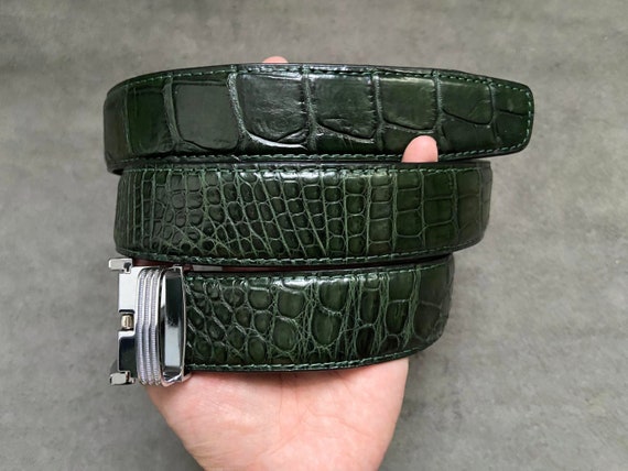 Green Alligator Genuine Belly Leather Skin Belt W 1.5 Inch , Gift