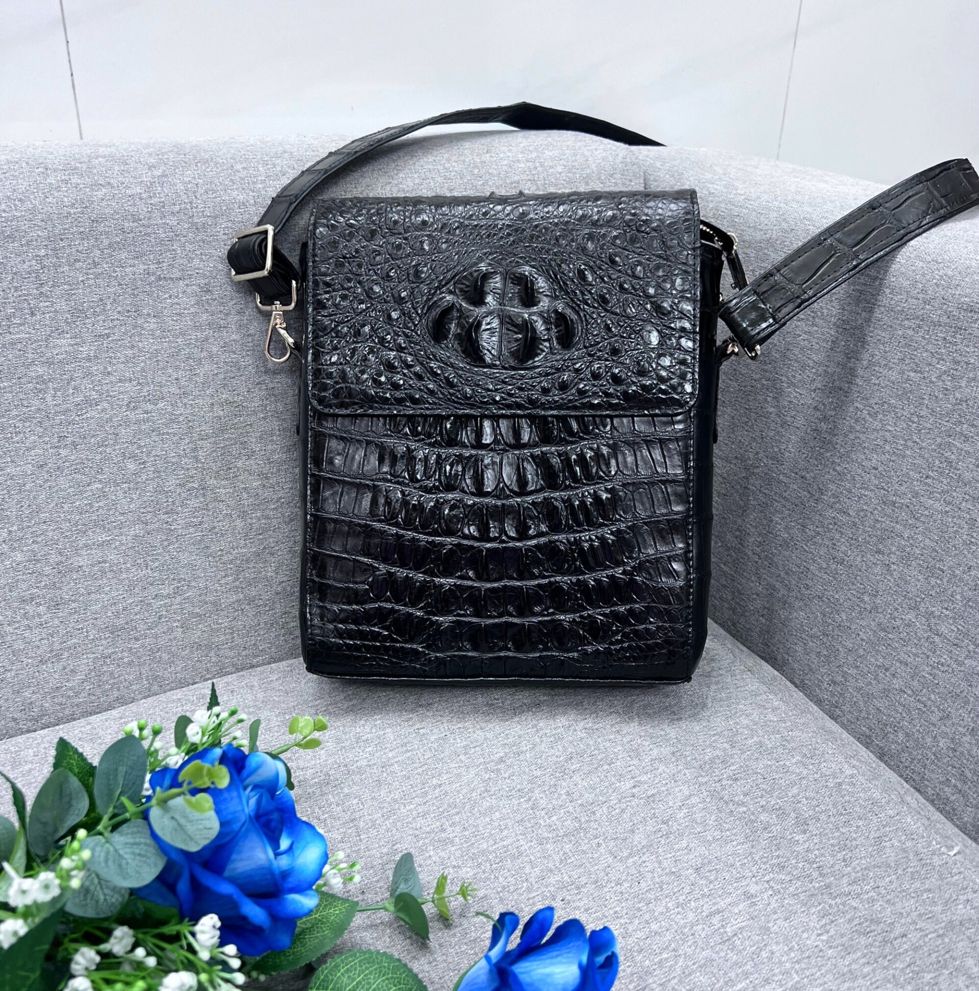 Buy Black Alligator Genuine Leather Skin Men Bag gift for Him premium Exotic Leather Bag valentine Gift Online in India Etsy