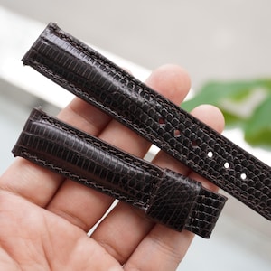 Dark Brown Handmade Genuine Lizard Leather Men Luxury Quick Release Watch Strap/ Premium Replacement Watch Band Size 16mm 17mm 18mm