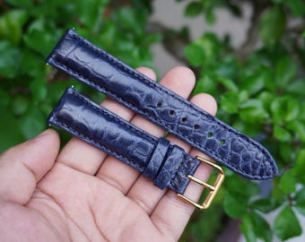 Handmade Navy blue Genuine Alligator Leather Men Luxury Quick Release Watch Strap/ Replacement Watch Band Size 18mm 19mm 20mm 21mm 22mm