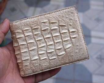 Double Sides White Alligator Horn Leather Bifold Wallet/ Personalized Wallet For Men/ Anniversary Gift For Him/Mens Wallet/ Custom Wallet