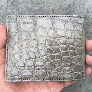 Grigio Alligatore vera pelle bifold soldi clip portafoglio , Portafoglio in pelle fatto a mano , Natale presente
