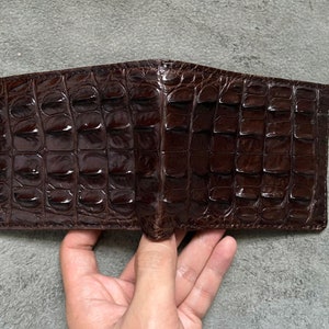 Bruine alligatorhoorn lederen portemonnee voor heren, premium exotische leren portemonnee, cadeau voor hem