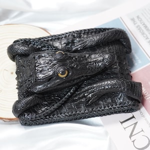 黒本革財布/ワニ革財布/カスタム財布/ハンドメイド財布/パーソナライズ財布