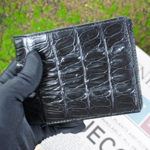 Zwarte alligator lederen portemonnee heren portemonnee/portemonnee heren/ Premium exotische lederen portemonnee