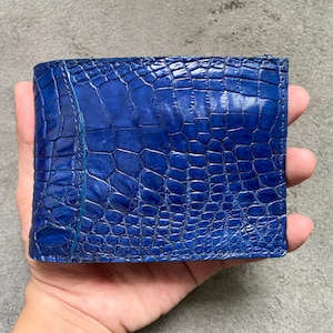 Blue Alligator Genuine Leather Skin Men's Money Clips Portemonnee / Cadeau voor hem / Premium Exotische Portemonnee