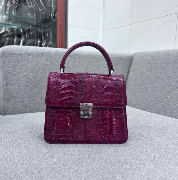 Purple Ostrich Genuine Leather Skin Women s Handbag Premium Exotic Bag for Women Valentines Gift Gift for Her Etsy Ireland