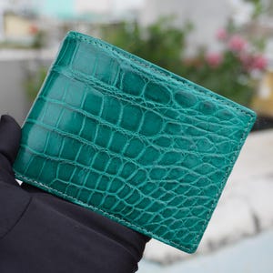 Turquoise echte alligatorbuikleren portemonnee portemonnee voor heren, luxe leren portemonnee, verjaardagscadeaus
