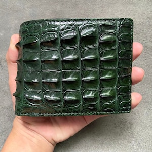Groene alligator portemonnee lederen huid lederen huid heren, cadeau voor hem, kerstcadeaus, verjaardagscadeau mannen