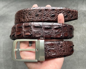 Brown Alligator Genuine Leather Skin Men's Belt W 1.3 Inch, Gift for him, Luxury Leather Belt For Men