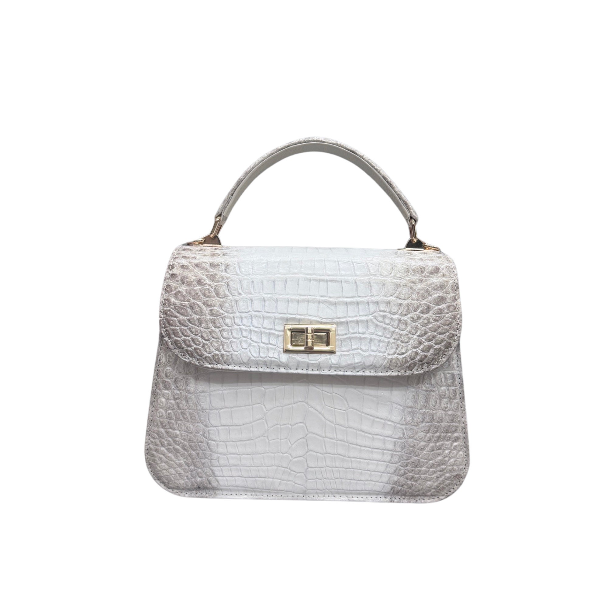 White alligator purse top