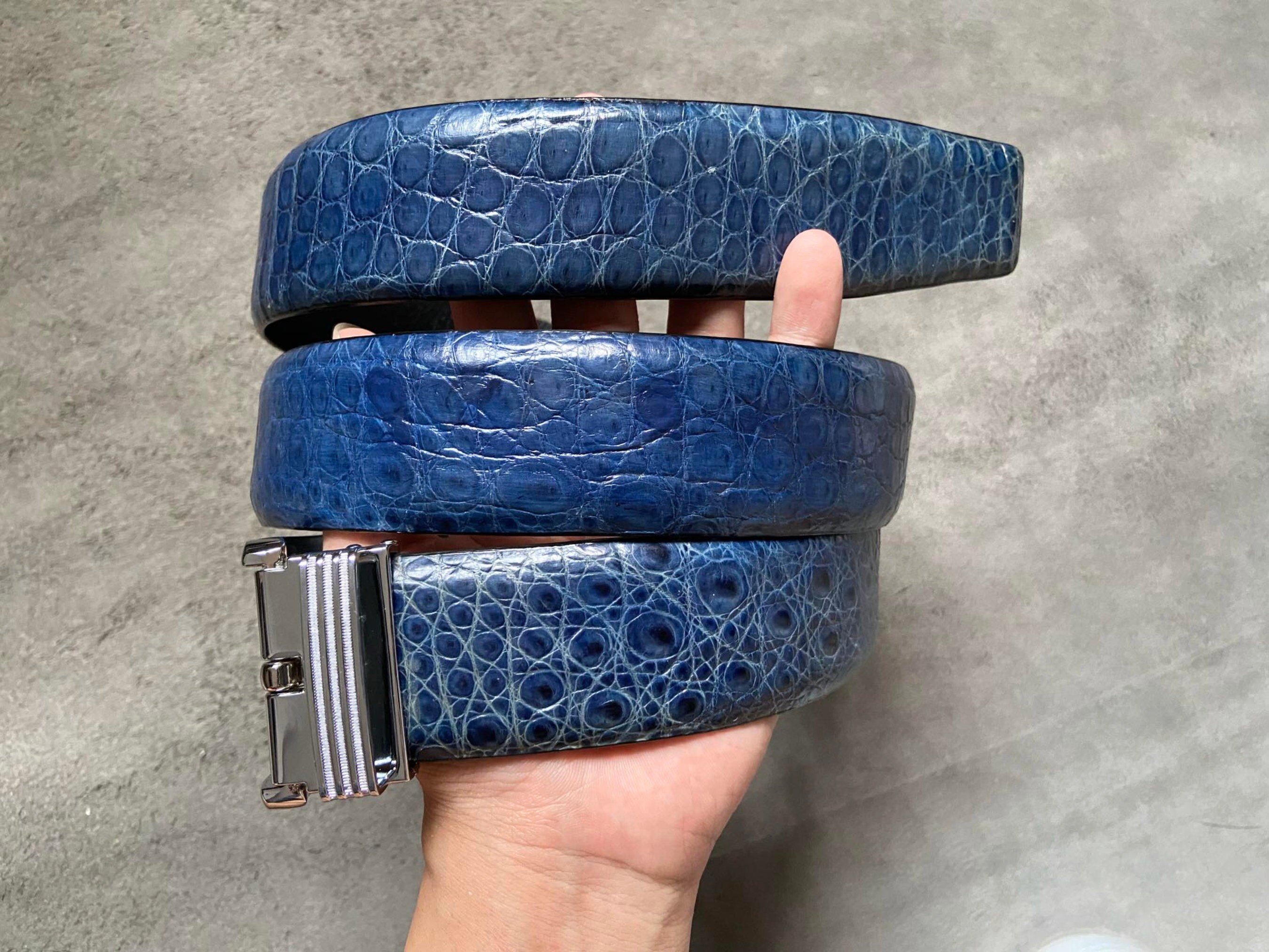 Genuine Leather Belt Crocodile Embossed Alligator Tooled Real Leather Belt Big & Tall Westport Black Italian Calfskin 35mm Crocodile  main image 2