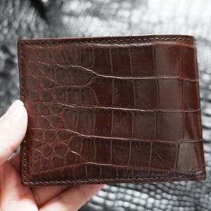 Bruine alligator portemonnee heren lederen huid, handgemaakte leren portemonnee voor heren