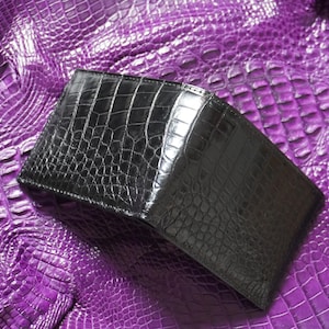 Zwarte alligator lederen portemonnee portemonnee voor heren, handgemaakte leren portemonnee voor heren, gepersonaliseerde leren portemonnee