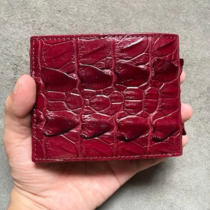 Bourgondische echte alligator achterkant lederen skin portemonnee heren/gepersonaliseerde portemonnee/premium exotische portemonnee voor mannen
