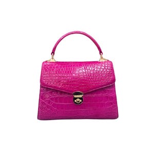 Cartera de piel de cocodrilo rosa para mujer: regalo para ella, regalo de cumpleaños, bolso de mano de piel exótica de primera calidad para mujer, regalo de Navidad