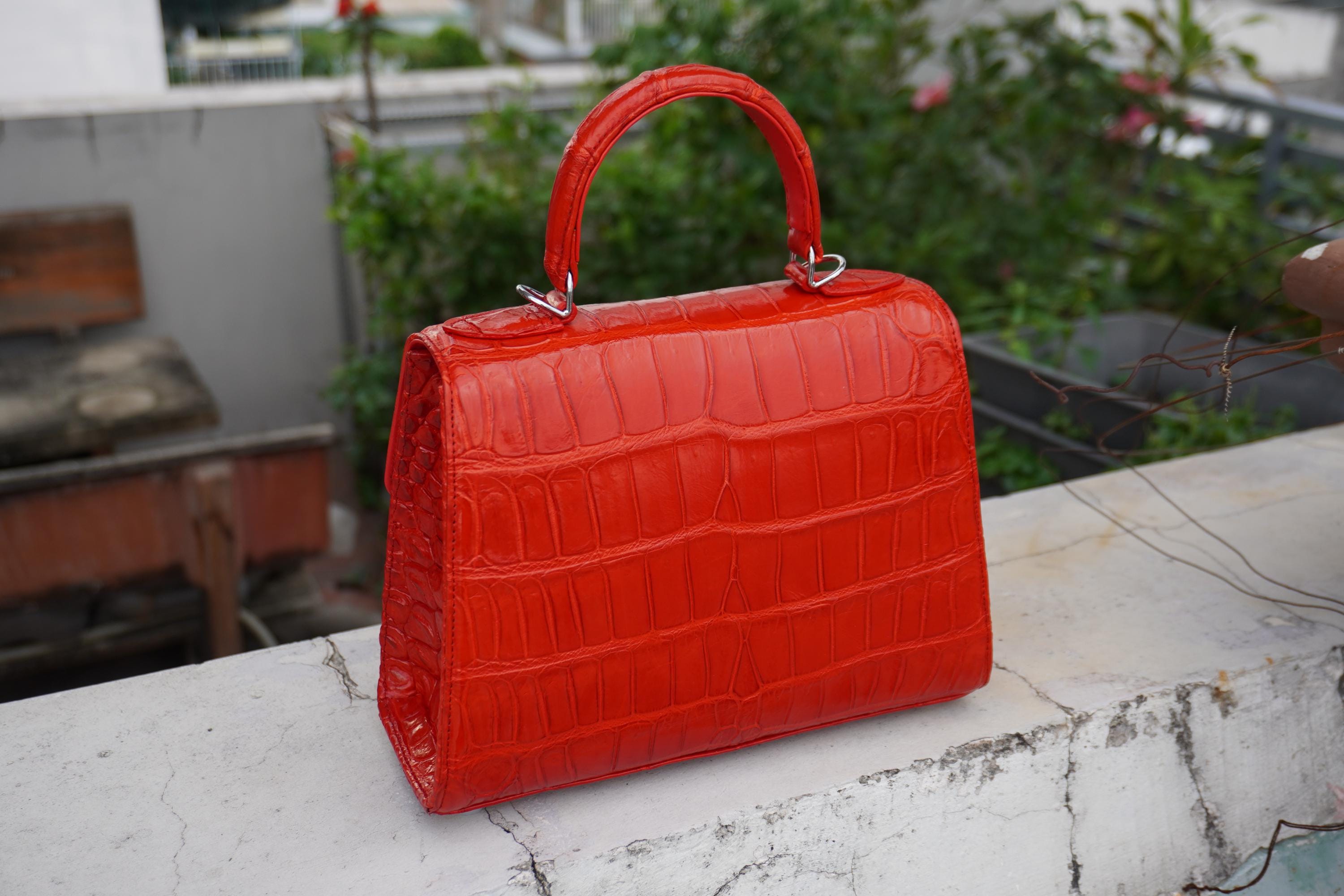 Red Alligator Genuine Handmade Leather Skin Women's Handbag