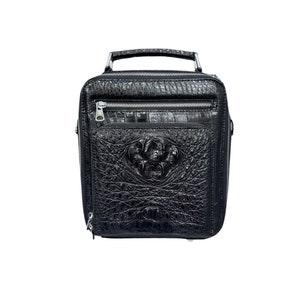 Black Genuine Alli-gator Leather Skin Handbag-Premium Exotic Leather Bag-Formal Bag-Birthday Gift
