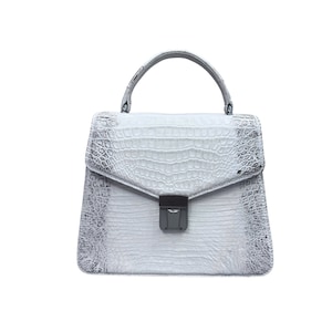 White Alligator Geniune Leather Women Purse - Designer Bag - Handmade Bag- Alligator Leather Bag - Gift For Her- Gift For Mom-Women Handbag