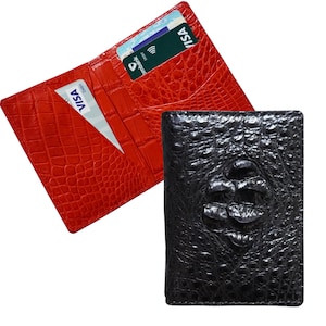 Rot Schwarz Luxus Minimalist Mini Slim Doppelseitig Alligator Horn Leder Bifold Kartenetui, Kartenhalter Brieftasche, Herren Brieftasche, Ausweis Brieftasche