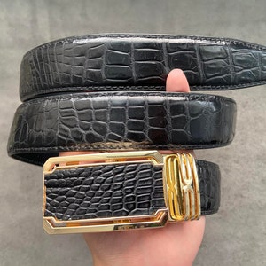1,3-calowy męski pasek ze skóry aligatora Belly - prezent dla niego - prezent urodzinowy dla mężczyzn