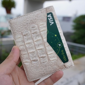 White Luxury Minimalist Mini Slim Double Sides Alligator Horn Leather Bifold Card Case Mens/ Card Holder Wallet/ Men Wallet/ ID Card Wallet