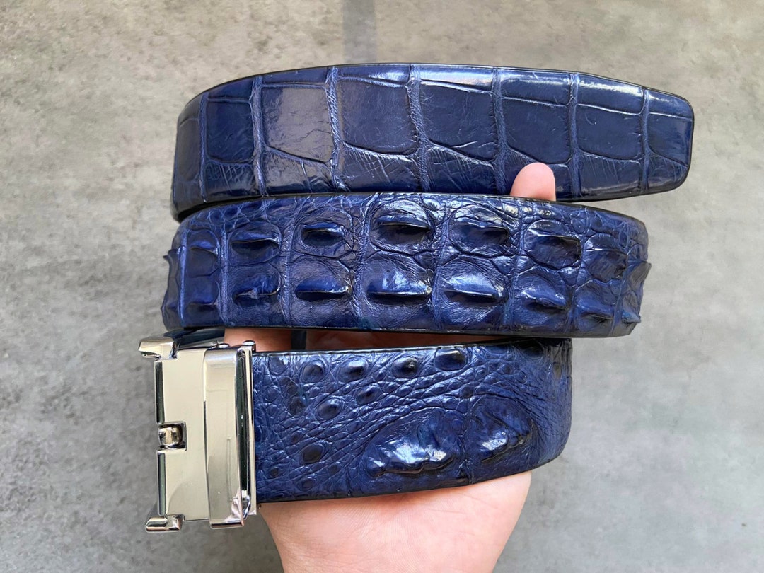 Real Authentic Skin Navy Blue All-Over Genuine World Best Alligator ~ Gator Skin Belt main image 0