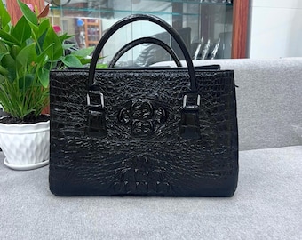 Nuevo monedero de piel de cocodrilo negro, monedero de mujer hecho a mano, regalo para ella, regalo del día de la madre, regalo de San Valentín