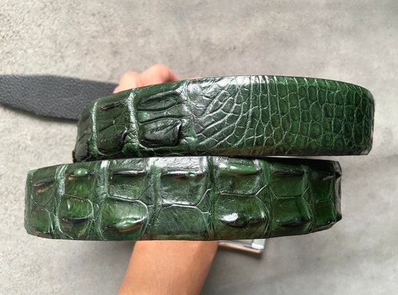 White Genuine Alligator Leather Skin Men's Belt W 1.3 