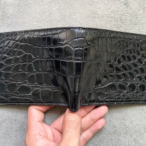 Zwarte alligator portemonnee heren lederen huid, handgemaakte leren portemonnee voor heren