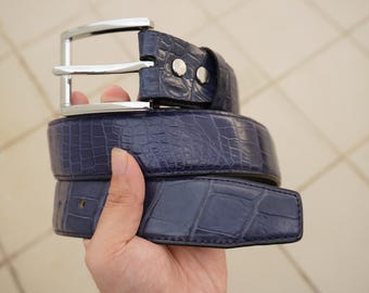 Vtg Nordstrom Black Alligator Grain Steerhide Leather Brass Asymmetrical Belt L Nordstrom | Accessories | Nordstrom Made In Usa Black  main image 4