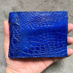 Portefeuille de pinces à billets pour hommes en peau d'alligator bleu en cuir véritable / cadeau pour lui / portefeuille exotique Premium