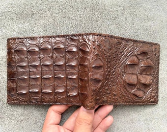 Brown Double Sides Alligator Leather Wallet , Gift For Him, Valentines Present , Father&#39;s Day Gift