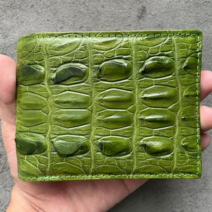 Moosgrün Alligator Zurück Tail Lederhaut Herren Bifold Brieftasche