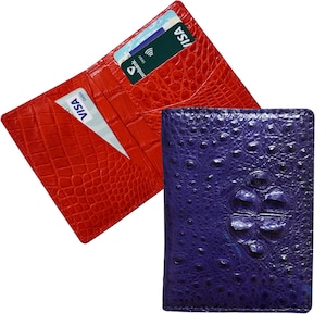 Mini porte-cartes à deux volets en cuir corne d'alligator mince minimaliste rouge bleu, porte-cartes portefeuille, portefeuille pour homme, porte-monnaie pour carte d'identité