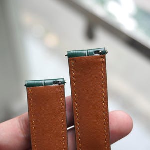 Handmade Green Genuine Alligator Belly Leather Men Luxury Quick Release Watch Strap/ Leather Watch Band/ Size 18mm 19mm 20mm 21mm 22mm image 7