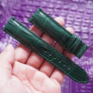 Handmade Green Genuine Alligator Belly Leather Men Luxury Quick Release Watch Strap/ Leather Watch Band/ Size 18mm 19mm 20mm 21mm 22mm