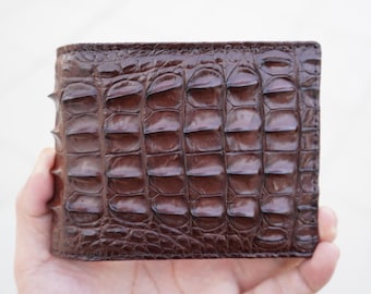 Double Sides Brown Alligator Leather Wallet/ Personalized Wallet For Men/ Anniversary Gift For Him/Mens Wallet/ Custom Wallet/Gift For Dad