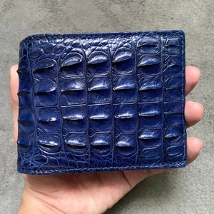 Marineblauwe alligator lederen portemonnee lederen huid heren, cadeau voor hem, kerstcadeaus, verjaardagscadeau mannen