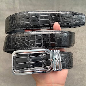 1,5-calowy męski pasek ze skóry aligatora - prezent dla niego - prezent urodzinowy dla mężczyzn