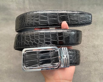 Vintage Lejon Black Leather Belt Croc Embossed USA Old Money Womens Large‎ / XL Vintage Lejon Black Leather Belt Croc Embossed USA Old Money  main image 4