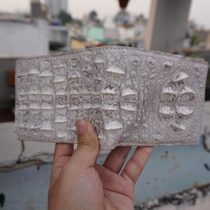 Witte alligator lederen portemonnee portemonnee van echt hoornleer, exotische leren portemonnee, valentijnscadeau