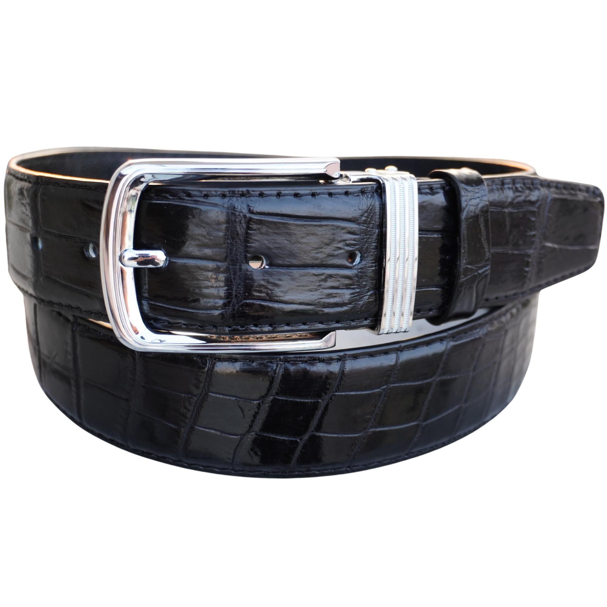 Black Genuine Alligator Belly Leather Skin Men's Belt W 1.5 Inch